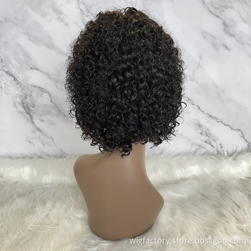 New short pixel curl wig, 13*4 frontal lace short pixie cut human hair wig, natural hair wig short cut wigs for black women